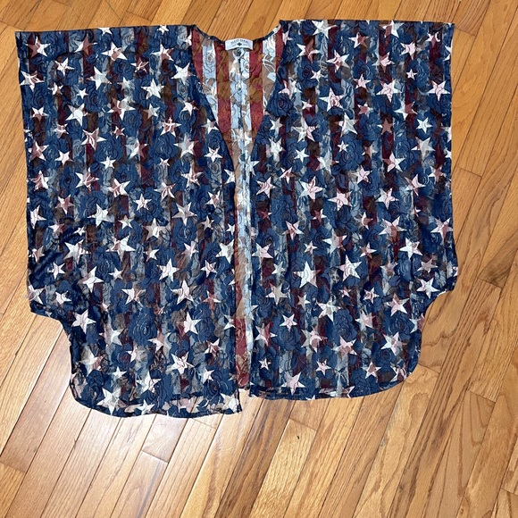 Crazy Train Stars and Stripes Lace cardigan one size - Picture 1 of 8